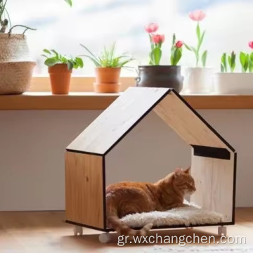 πρακτική απλότητα εσωτερική συναρμολόγηση μεγάλου καμβά στερεό ξύλο σαλόνι μπαλκόνι ξύλινο γάτα pet αποσπώμενο σπίτι